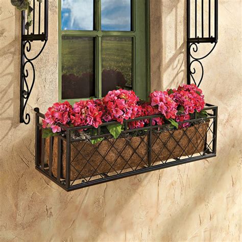 black metal window box planter|black metal window flower boxes.